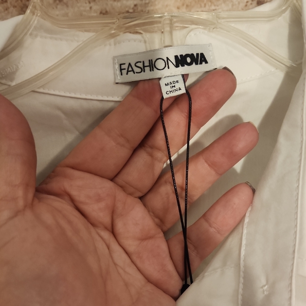 Fashion Nova White Blouse with Black Accents - Picture 2 of 8